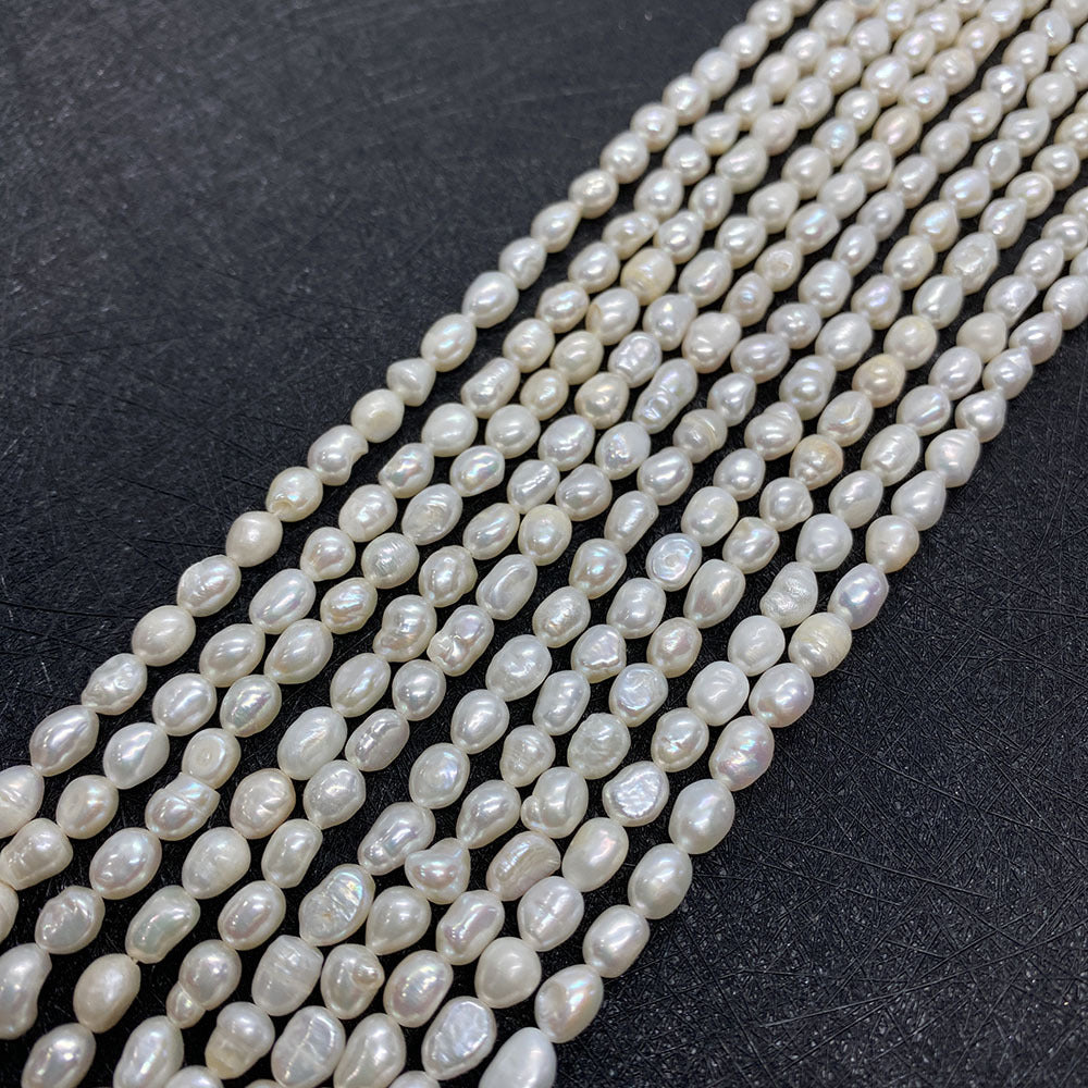Polished Freshwater Pearl Beads With Smooth Embellishment, 4mm Diameter, Center-Drilled Grade A Quality