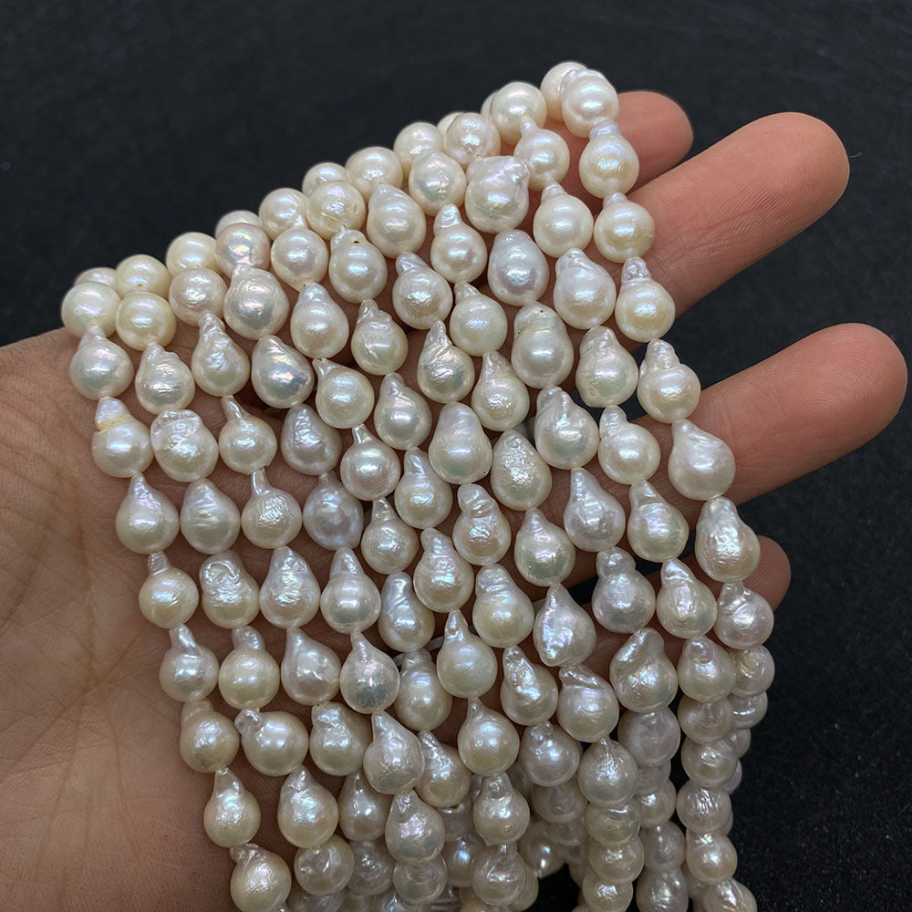 Polished Freshwater Pearl Beads With 8mm Diameter Featuring Baroque Pearl Inlay In White