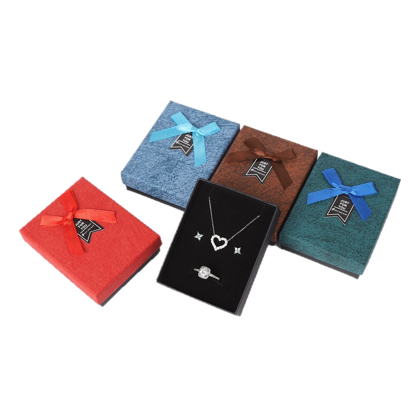 Bow Tie Jewelry Box Made Of Paper With Hot Stamping Craft, Available In Red For Elegant Jewelry Packaging