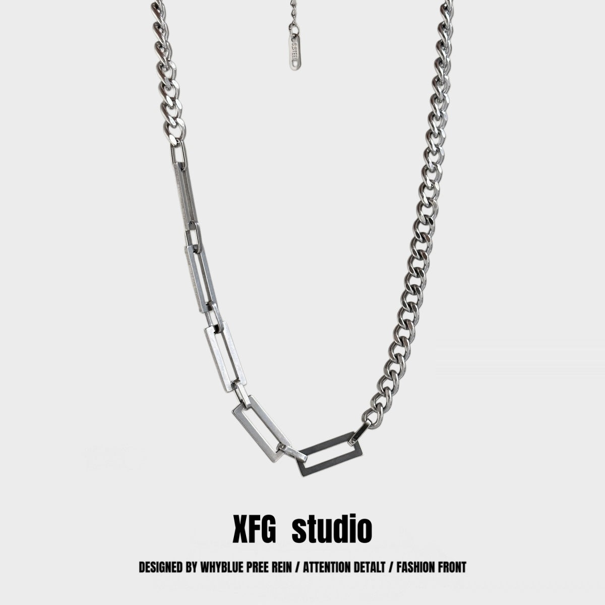 Splicing Waterproof Non Tarnish Cuban Chain Link Necklace In Titanium Steel With Hip-Hop Style, Unisex Design