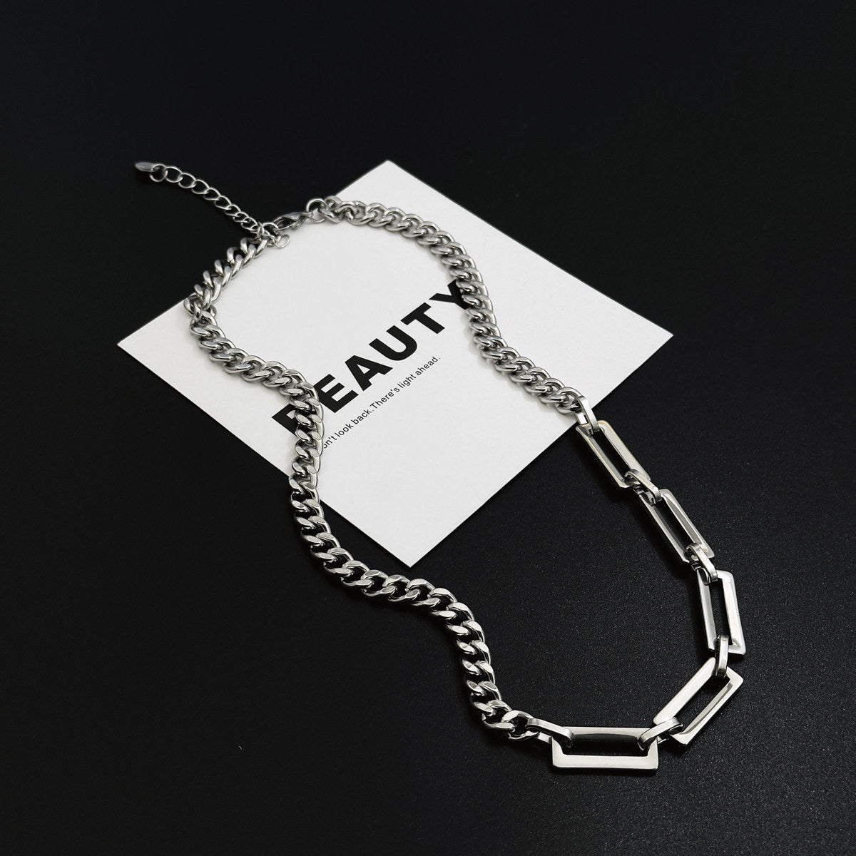 Splicing Waterproof Non Tarnish Cuban Chain Link Necklace In Titanium Steel With Hip-Hop Style, Unisex Design