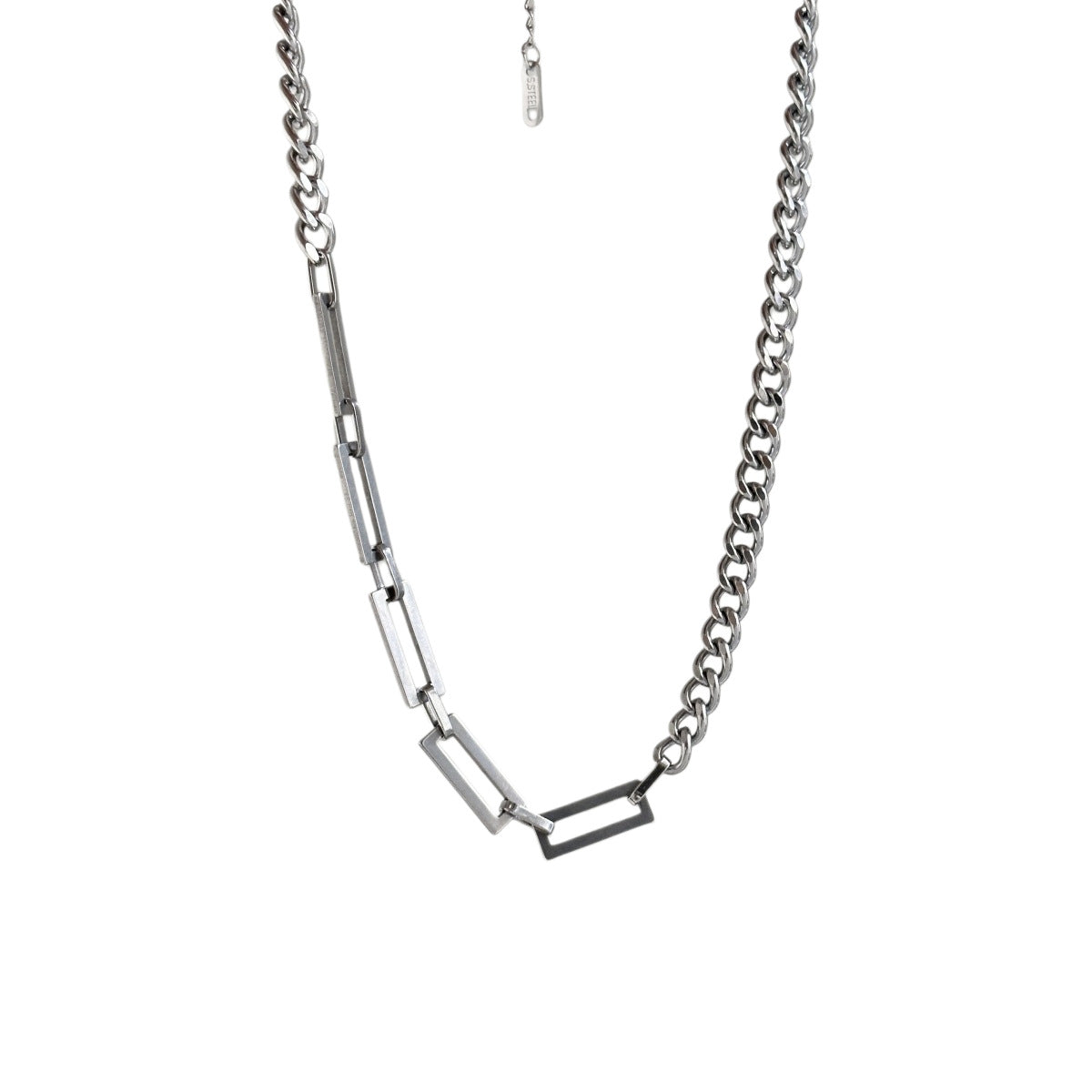 Splicing Waterproof Non Tarnish Cuban Chain Link Necklace In Titanium Steel With Hip-Hop Style, Unisex Design