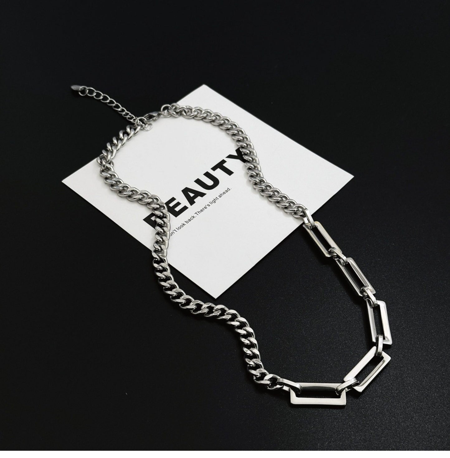 Splicing Waterproof Non Tarnish Cuban Chain Link Necklace In Titanium Steel With Hip-Hop Style, Unisex Design