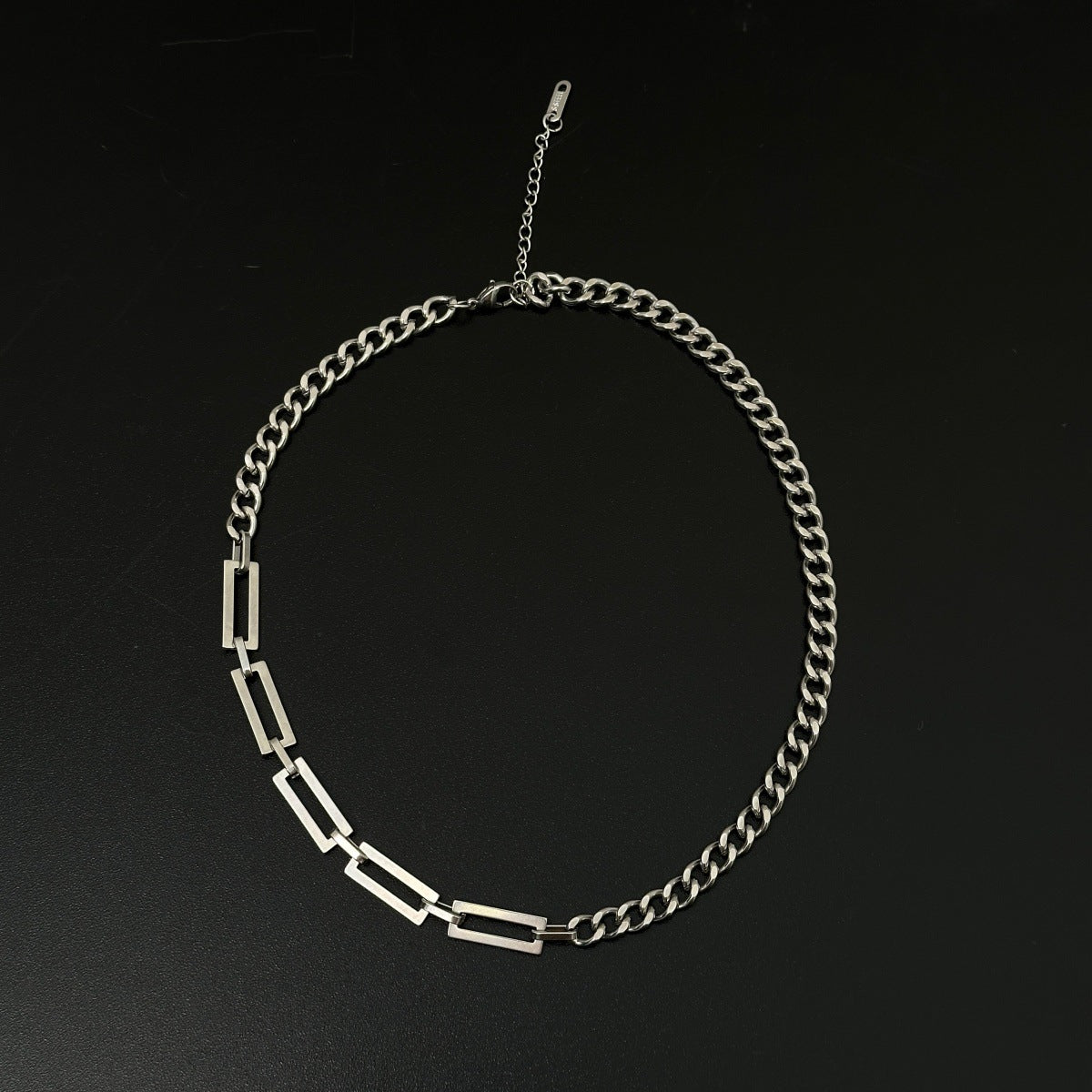 Splicing Waterproof Non Tarnish Cuban Chain Link Necklace In Titanium Steel With Hip-Hop Style, Unisex Design