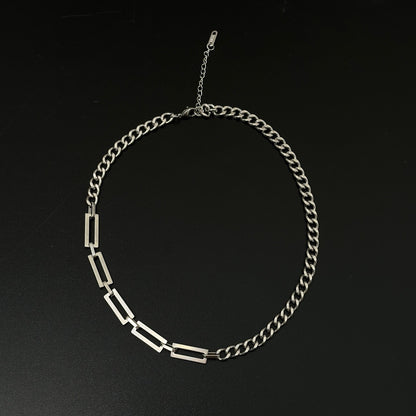 Splicing Waterproof Non Tarnish Cuban Chain Link Necklace In Titanium Steel With Hip-Hop Style, Unisex Design
