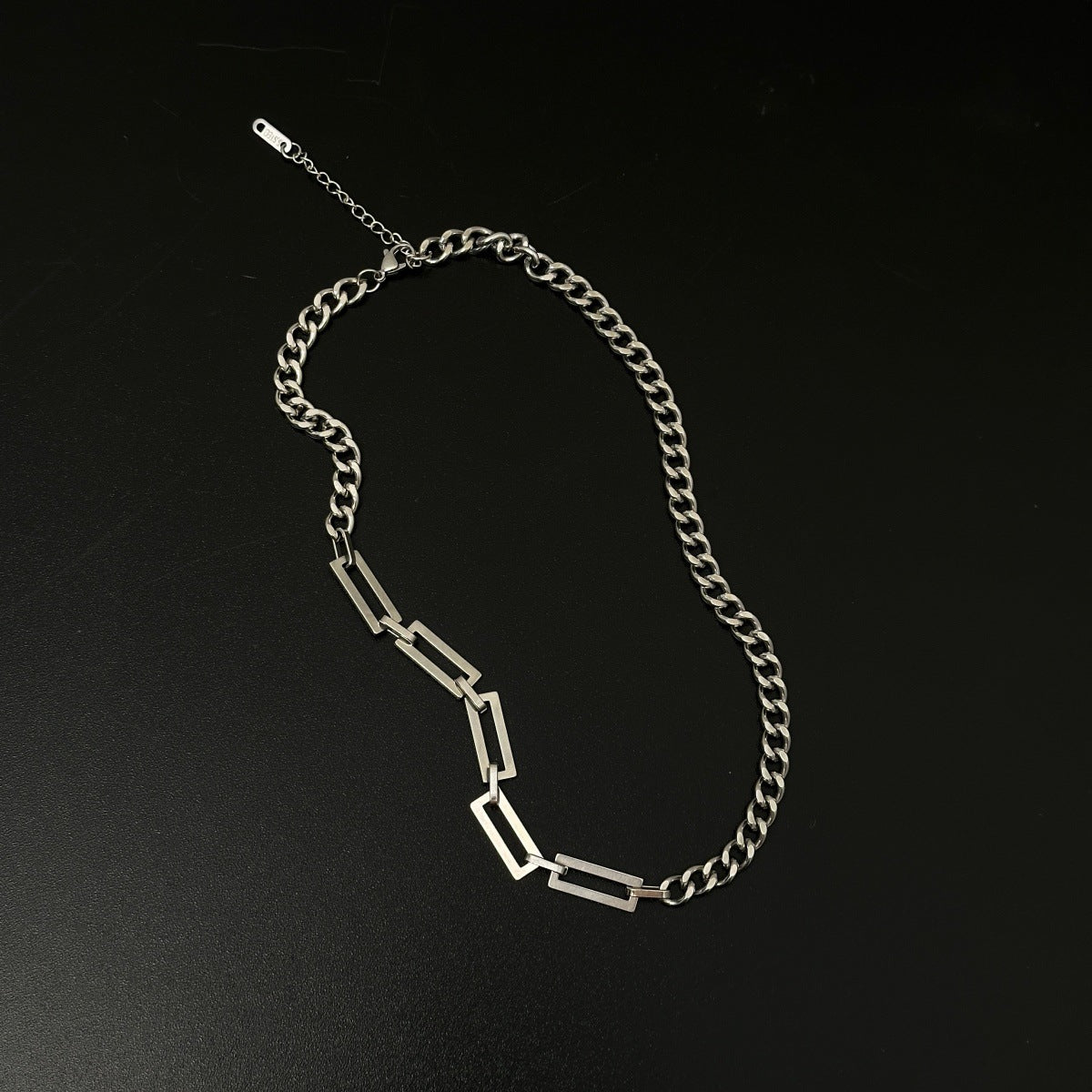 Splicing Waterproof Non Tarnish Cuban Chain Link Necklace In Titanium Steel With Hip-Hop Style, Unisex Design