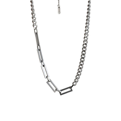 Splicing Waterproof Non Tarnish Cuban Chain Link Necklace In Titanium Steel With Hip-Hop Style, Unisex Design