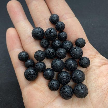 Handmade Natural Stone Circle Beads With 6 Mm Diameter In Dyed Black For Jewelry Accessories, Commute Style