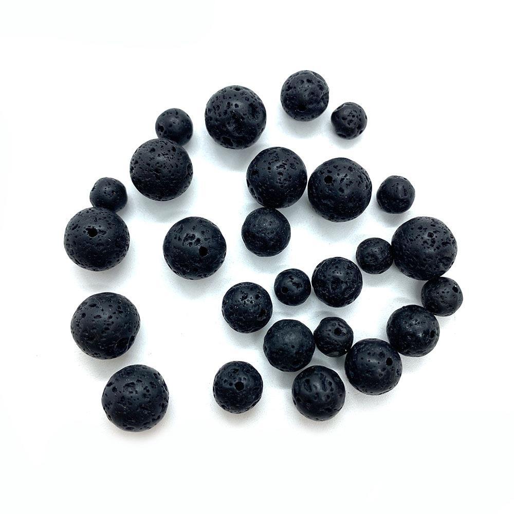Handmade Natural Stone Circle Beads With 6 Mm Diameter In Dyed Black For Jewelry Accessories, Commute Style