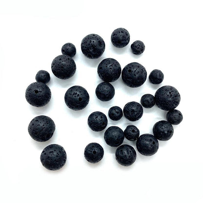Handmade Natural Stone Circle Beads With 6 Mm Diameter In Dyed Black For Jewelry Accessories, Commute Style