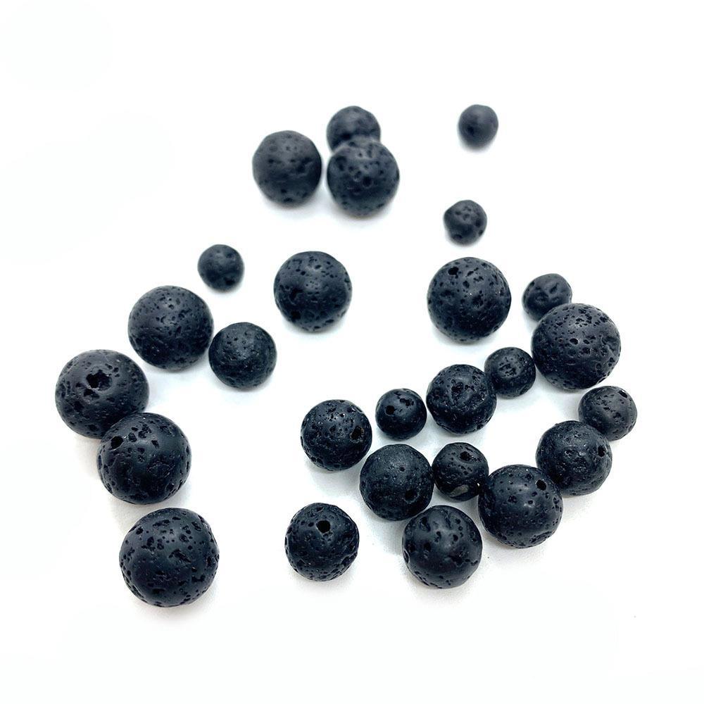 Handmade Natural Stone Circle Beads With 6 Mm Diameter In Dyed Black For Jewelry Accessories, Commute Style