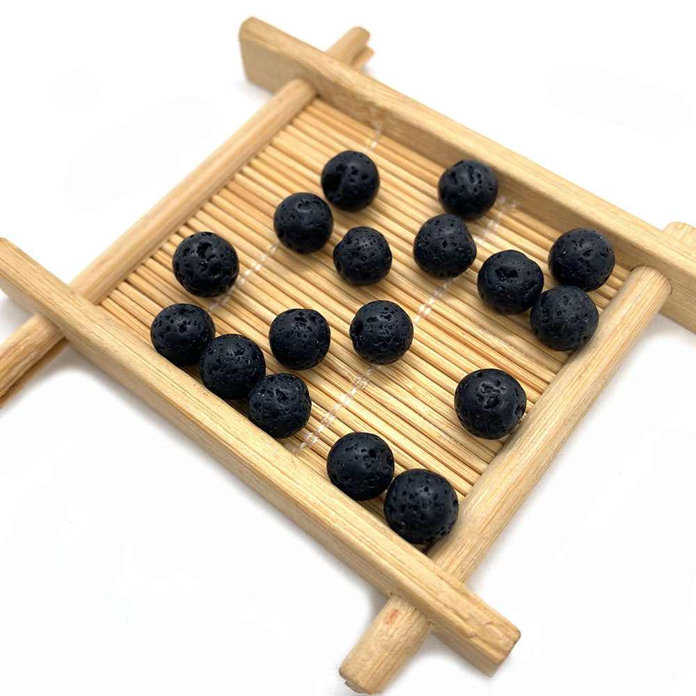 Handmade Natural Stone Circle Beads With 6 Mm Diameter In Dyed Black For Jewelry Accessories, Commute Style