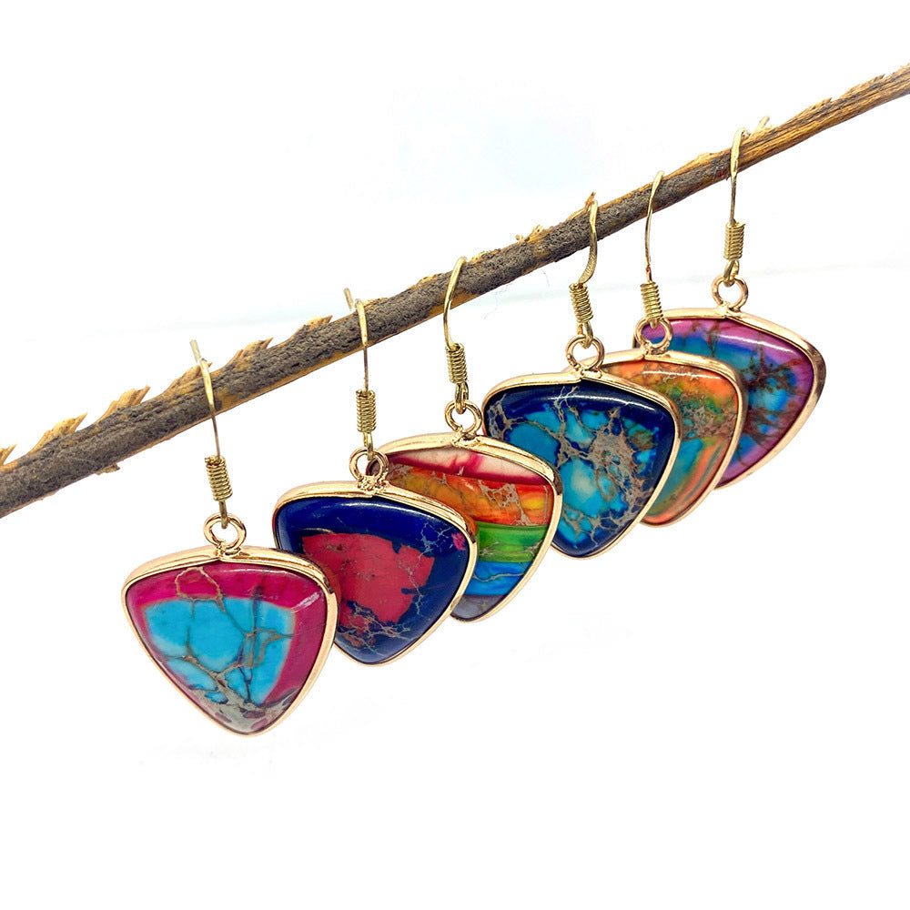 Trillion-cut Turquoise Pendant Featuring Natural Turquoise Inlay, Available In Vibrant Colour
