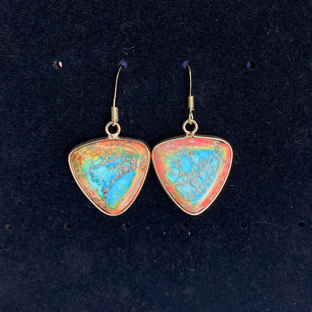 Trillion-cut Turquoise Pendant Featuring Natural Turquoise Inlay, Available In Vibrant Colour