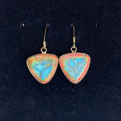 Trillion-cut Turquoise Pendant Featuring Natural Turquoise Inlay, Available In Vibrant Colour