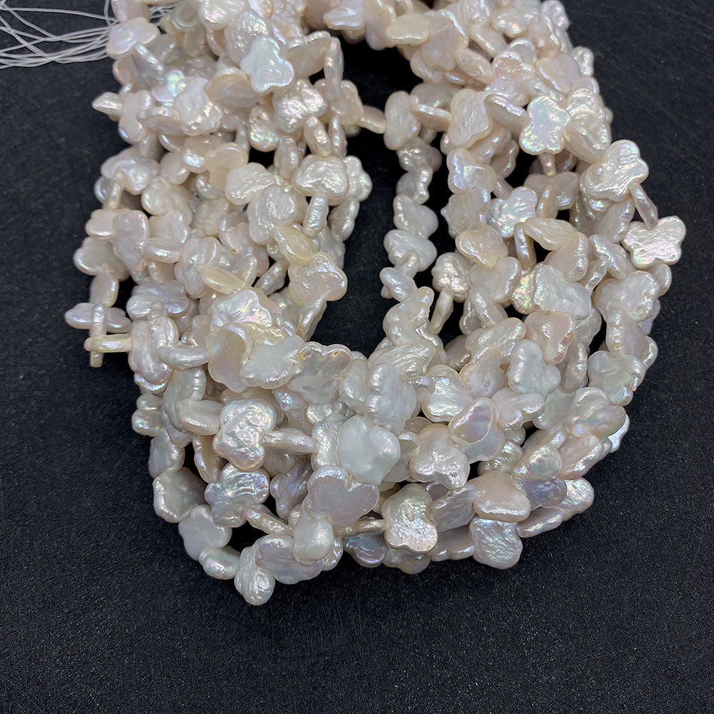 Polished Butterfly Freshwater Pearl Beads With Baroque Pearl Inlay, Diameter 10mm, Baroque Style