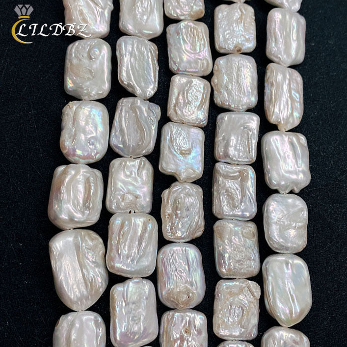 DIY Loose Freshwater Pearls In Natural White Featuring Baroque Style Square Baroque Pearl Shape