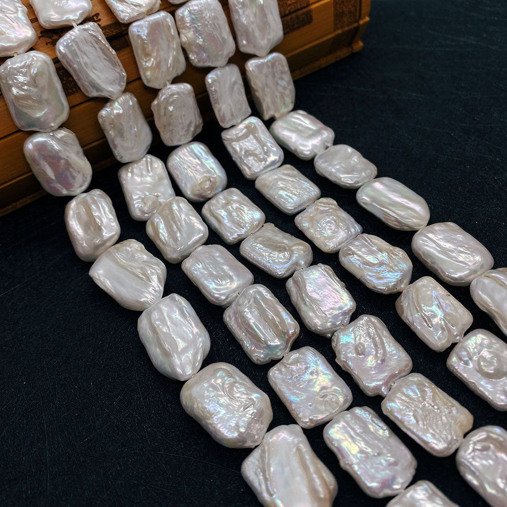 DIY Loose Freshwater Pearls In Natural White Featuring Baroque Style Square Baroque Pearl Shape