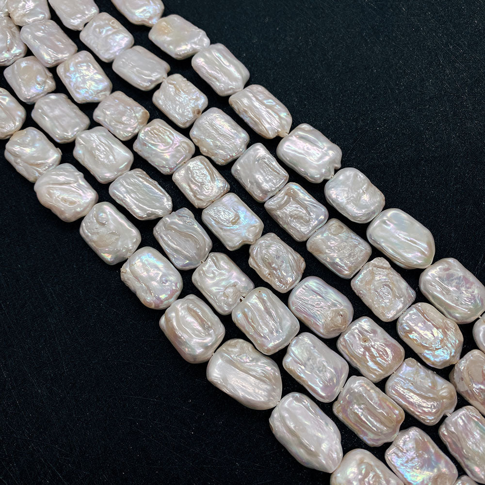DIY Loose Freshwater Pearls In Natural White Featuring Baroque Style Square Baroque Pearl Shape