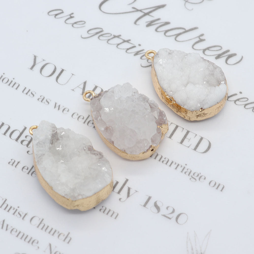 Water Droplets Pendant In White Crystal, Natural Jewelry Accessory