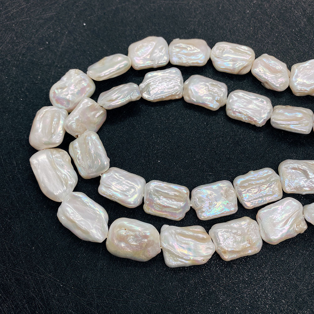DIY Loose Freshwater Pearls In Natural White Featuring Baroque Style Square Baroque Pearl Shape