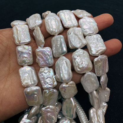 DIY Loose Freshwater Pearls In Natural White Featuring Baroque Style Square Baroque Pearl Shape
