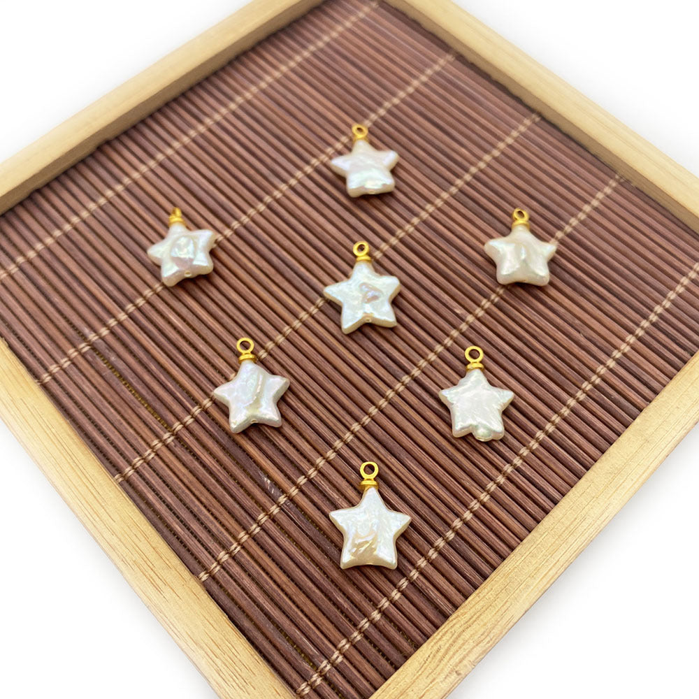 Pentagram Pendant Featuring Polished Freshwater Pearl Inlay, Natural Jewelry Accessory
