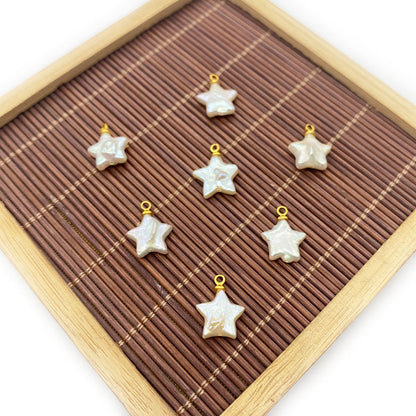 Pentagram Pendant Featuring Polished Freshwater Pearl Inlay, Natural Jewelry Accessory