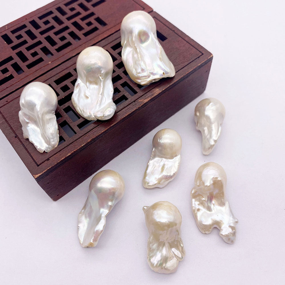Natural Freshwater Pearl Beads In Irregular Baroque Style With Center-Drilled Design For Jewelry Making