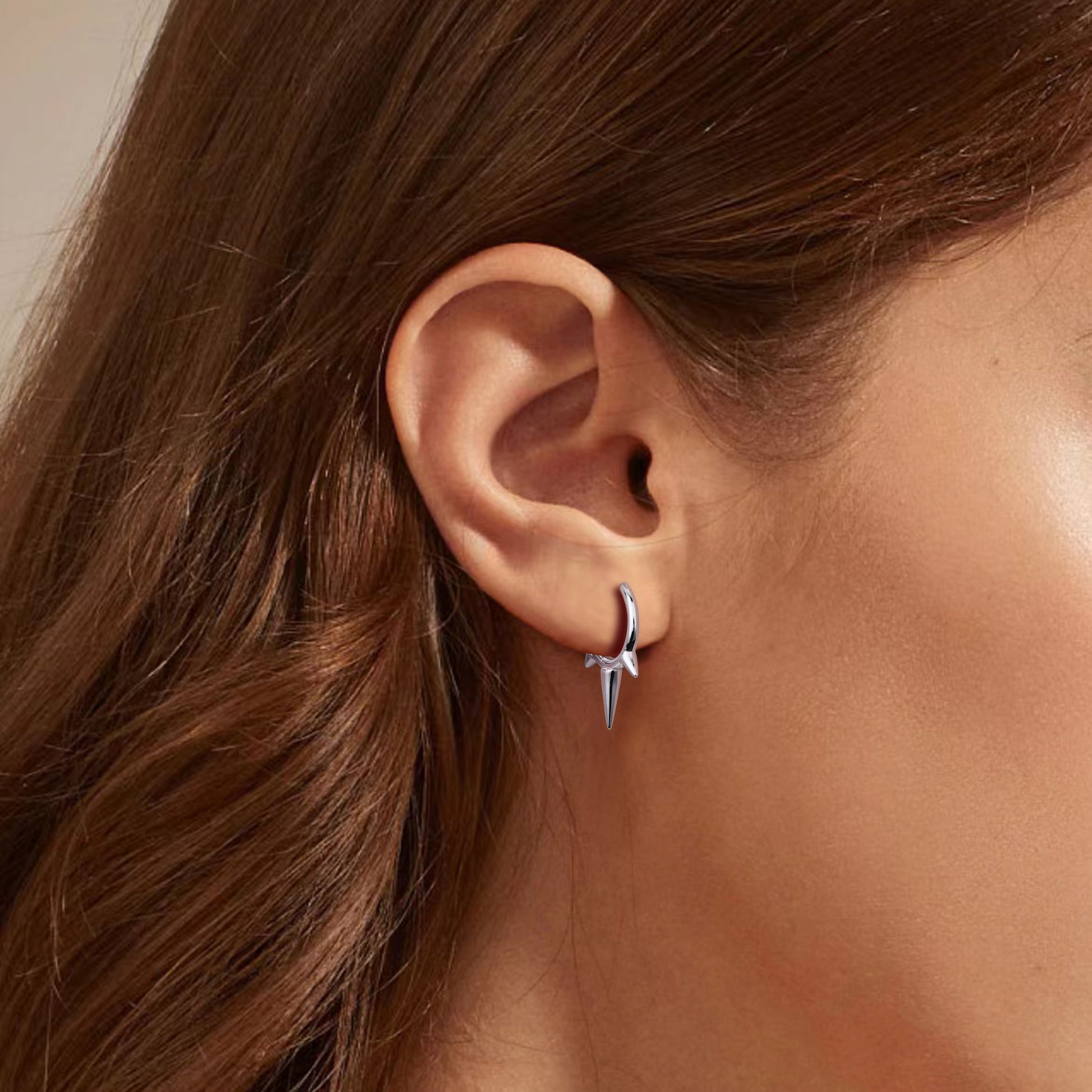 Conical 925 Sterling Silver Earrings For Women With 18K Gold Plating 0.03µm Thickness