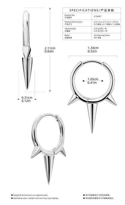 Conical 925 Sterling Silver Earrings For Women With 18K Gold Plating 0.03µm Thickness