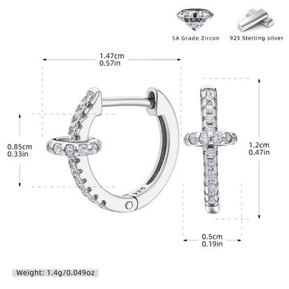 Women’s Circle Earrings In 925 Sterling Silver With 18K Real Gold Plating 0.03µm Featuring Three-Dimensional Zircon Inlay