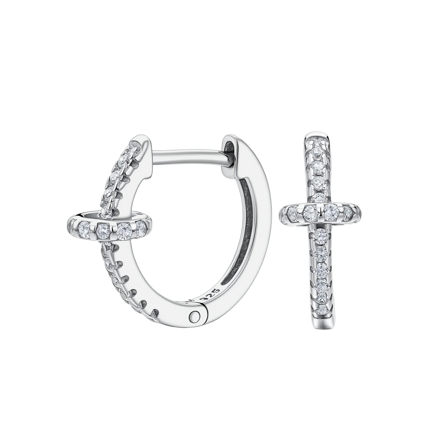 Women’s Circle Earrings In 925 Sterling Silver With 18K Real Gold Plating 0.03µm Featuring Three-Dimensional Zircon Inlay