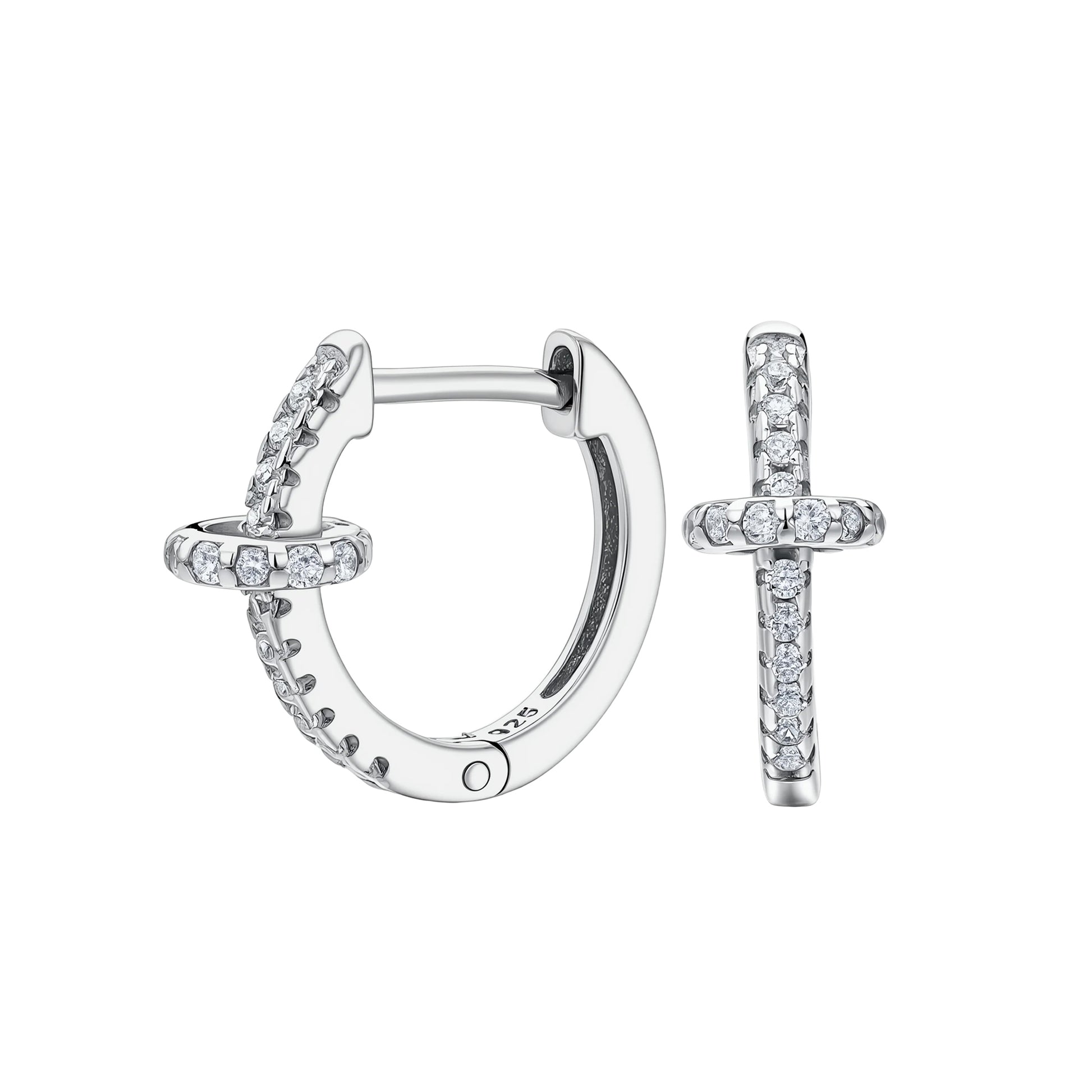 Women’s Circle Earrings In 925 Sterling Silver With 18K Real Gold Plating 0.03µm Featuring Three-Dimensional Zircon Inlay