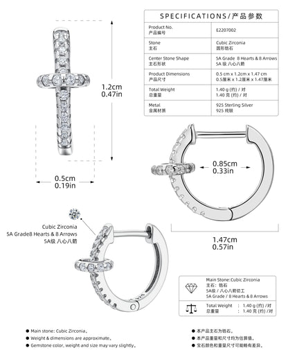 Women’s Circle Earrings In 925 Sterling Silver With 18K Real Gold Plating 0.03µm Featuring Three-Dimensional Zircon Inlay