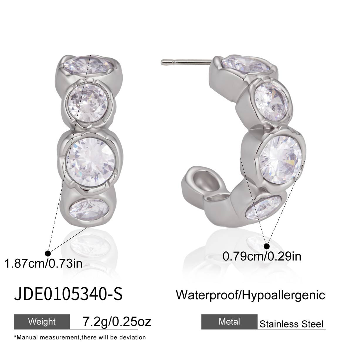 Geometric Waterproof Non Tarnish Earrings For Women, 18K Real Gold Plated 304 Stainless Steel With Zircon Inlay, PVD Coated