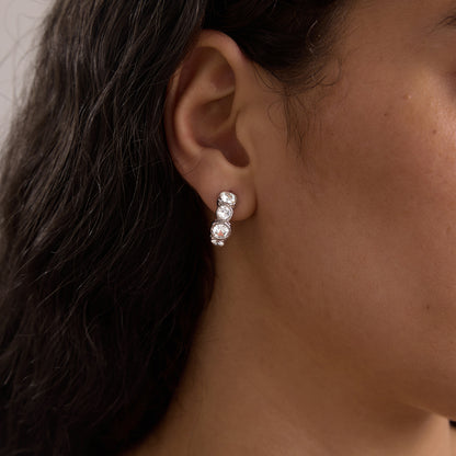 Geometric Waterproof Non Tarnish Earrings For Women, 18K Real Gold Plated 304 Stainless Steel With Zircon Inlay, PVD Coated
