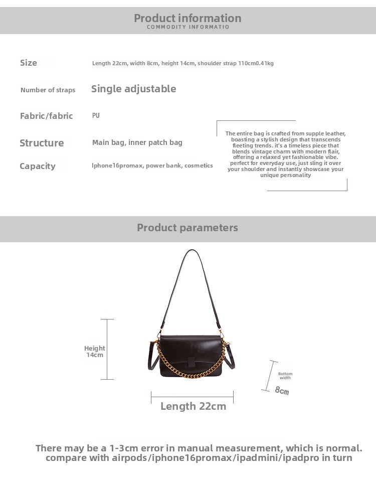 Women’s Square PU Leather Splicing Crossbody Bag With Sling Strap, Perfect For Winter
