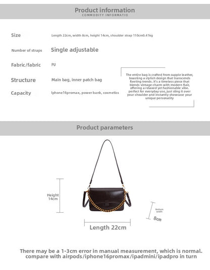 Women’s Square PU Leather Splicing Crossbody Bag With Sling Strap, Perfect For Winter