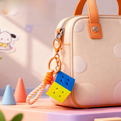New Year Rubik's Cube Key Chain Bag Charm In Plastic Material, Stylish Accessory For Bags And Keys