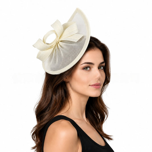 British Style Bow Tie Hair Band For Women In White Polyester, Perfect For Wedding Season