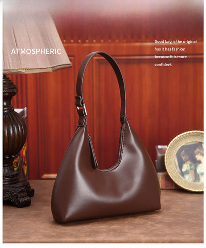 Women’s Dumpling Shape Underarm Bag In PU Leather With Sewing Thread Detail, Top Handle And Large Capacity