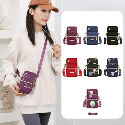 Women’s Square Splicing Shoulder Bag In Oxford Cloth With Sewing Thread Detail, Perfect For Spring