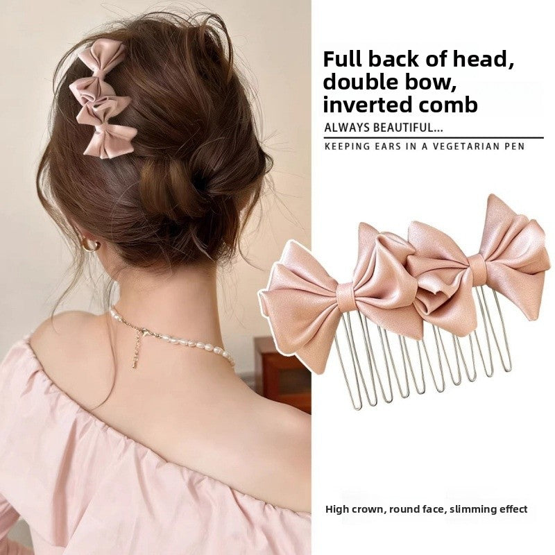 Bow Tie Insert Comb Hair Accessory For Women In Dyed Black Cloth, Perfect For Birthday
