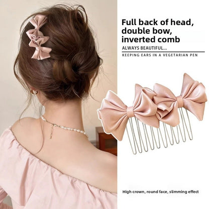 Bow Tie Insert Comb Hair Accessory For Women In Dyed Black Cloth, Perfect For Birthday