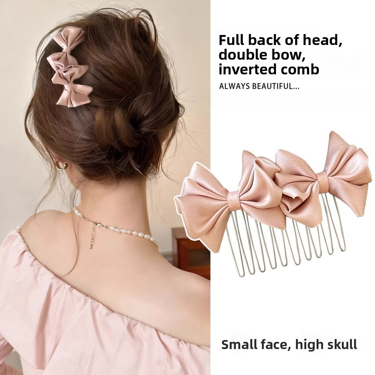 Bow Tie Insert Comb Hair Accessory For Women In Dyed Black Cloth, Perfect For Birthday