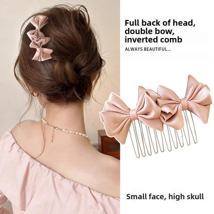 Bow Tie Insert Comb Hair Accessory For Women In Dyed Black Cloth, Perfect For Birthday
