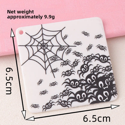Heart Shape Acrylic Earring Findings With Printing, Exaggerated Style In Natural Pink For Halloween Jewelry Accessories