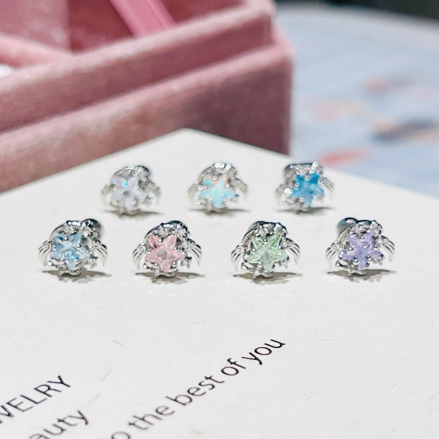 Simple Style Star Ear Cartilage Rings & Studs For Women In White, Crafted From Surgical Steel And Titanium Steel With Zircon Inlay