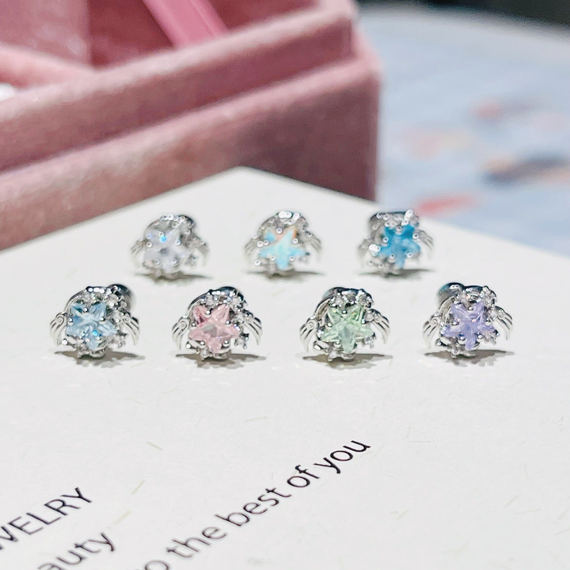 Simple Style Star Ear Cartilage Rings & Studs For Women In White, Crafted From Surgical Steel And Titanium Steel With Zircon Inlay
